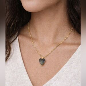 Hand Crafted Labradorite Heart Gold Necklace
